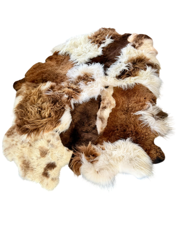 Handgenaaid patchwork tapijt - Naturel Spotted Brown/Rusty - 3 lengtes- 230x170cm