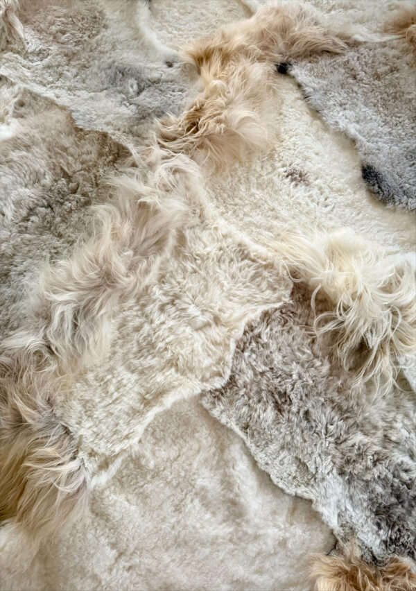 Handgenaaid patchwork tapijt -Off white/mélange- 3 lengtes - 260x180cm
