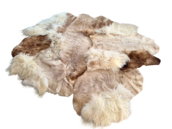 Handgenaaid patchwork tapijt - Naturel Beige/Offwhite - 3 lengtes- 220x180cm