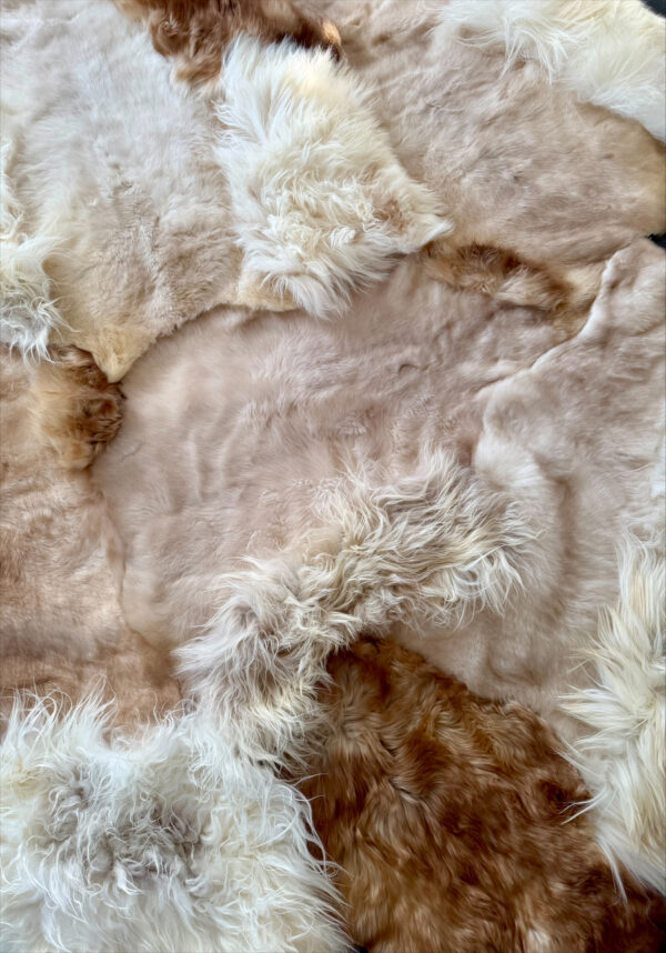 Handgenaaid patchwork tapijt - Naturel Beige/Offwhite - 3 lengtes- 220x180cm
