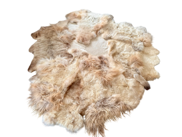Handgenaaid patchwork tapijt - Naturel English Melange/offwhite - 3 lengtes- 220x180cm