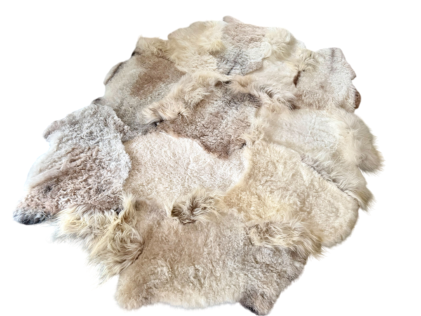 Handgenaaid patchwork tapijt -Off white/mélange- 3 lengtes - 260x195cm