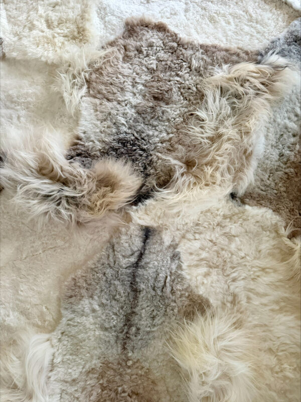 Handgenaaid patchwork tapijt -Off white/mélange- 3 lengtes - 260x195cm