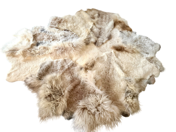 Handgenaaid patchwork tapijt -Off white/mélange- 3 lengtes - 220x200cm