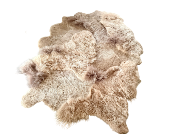 Handgenaaid patchwork tapijt -Gekleurd beige/taupe- 3 lengtes - 200x140/160cm